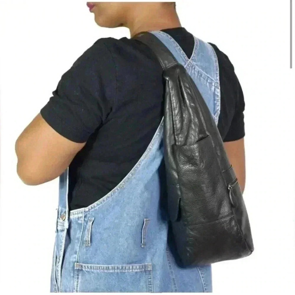 Ameribag Blue Leather Classic Healthy Back Bag Mono-Sling Backpack main image 12